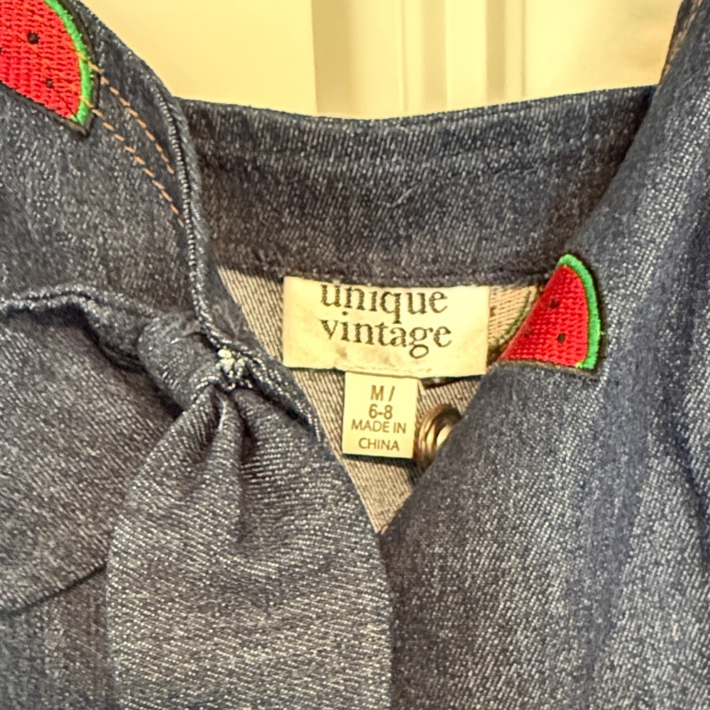 Denim Dress with Watermelon Accents - Picture 2 of 3